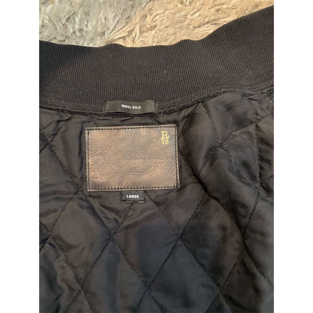 R13 Women's Leopard-Print Bomber Jacket Size L, Gray Black - Picture 7 of 10